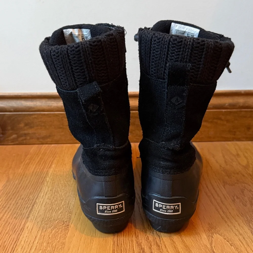 Sperry Syren Misty Black Duck Boot Side Zippers Size 9